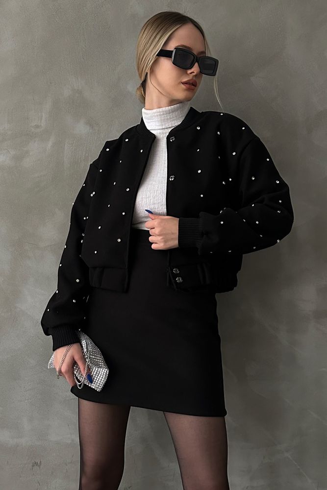 Black Stone Detail Jacket