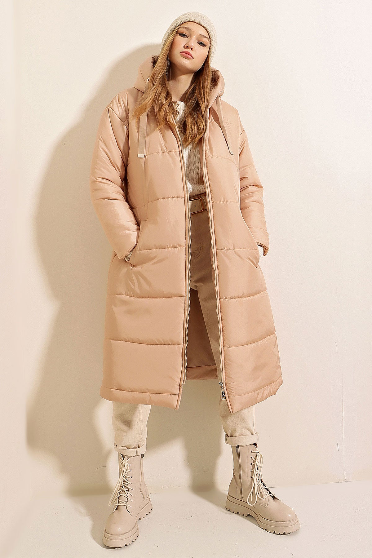 Long Hooded Puffer Jacket