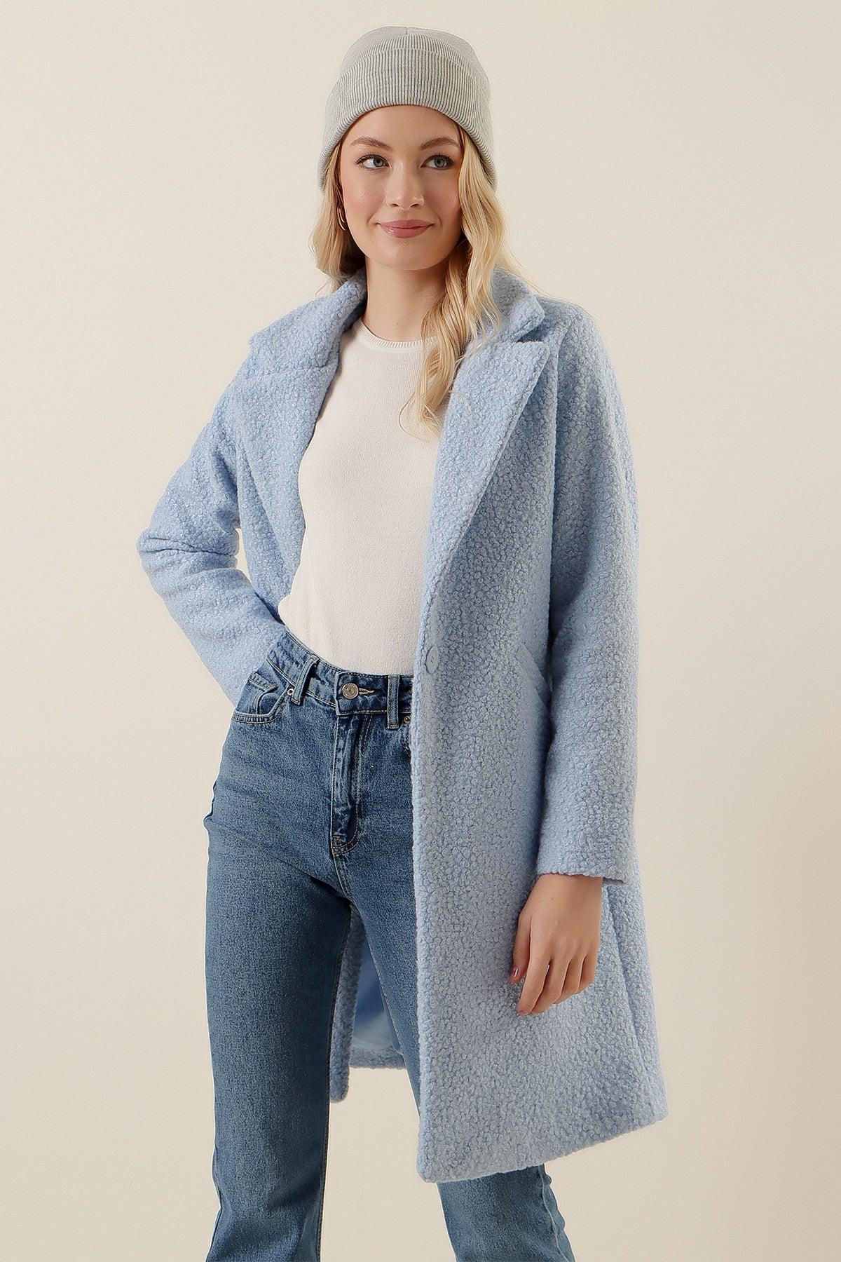 Fleece Long Blue Coat