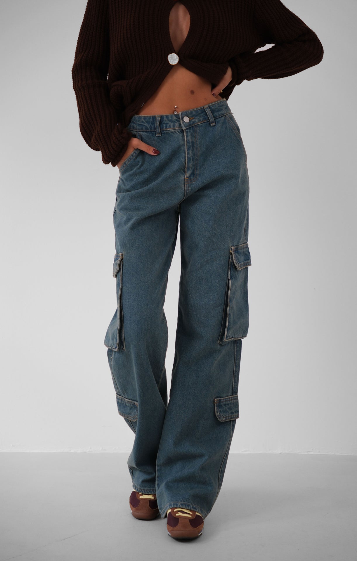 Cargo Pocket Jeans - Blue