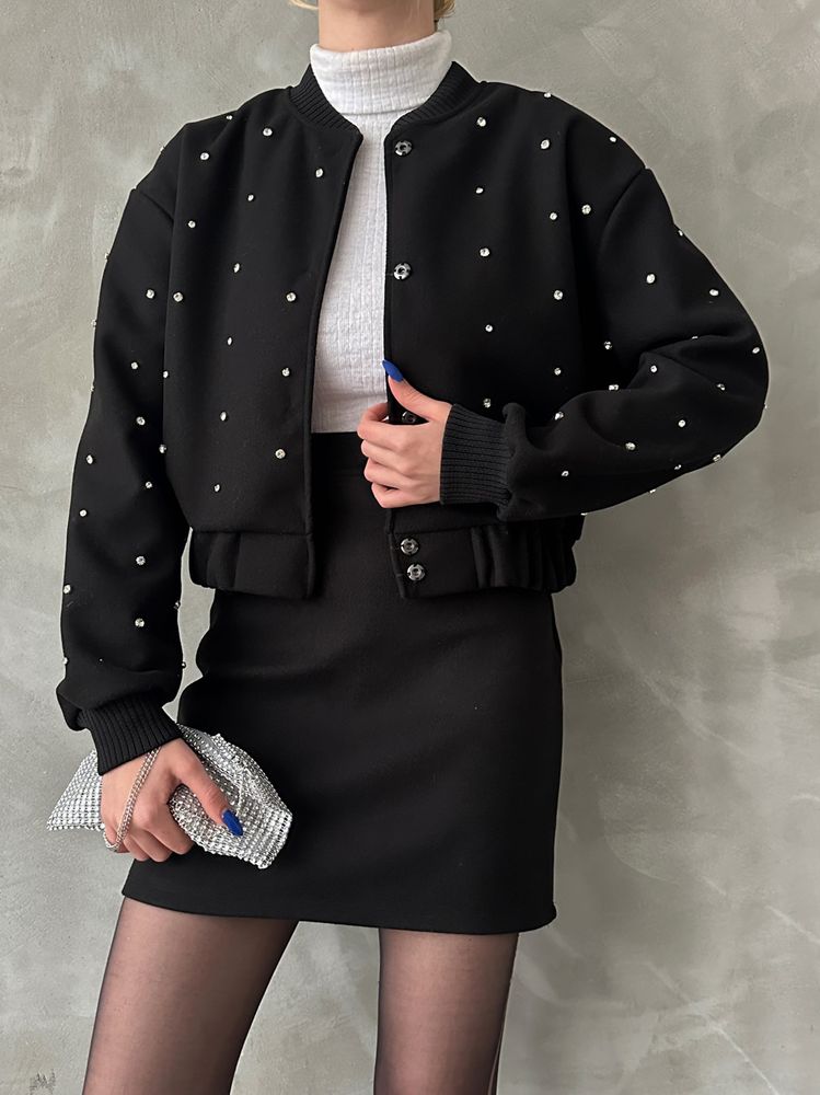 Black Stone Detail Jacket