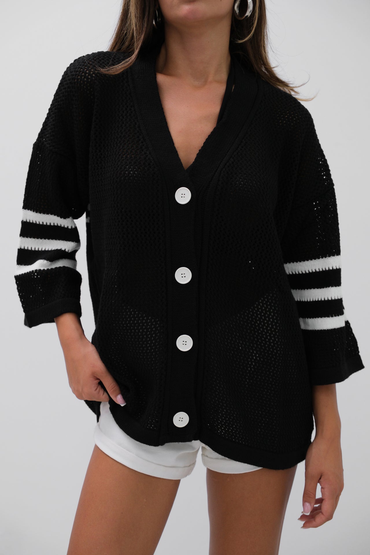 Open Work Knitted Cardigan