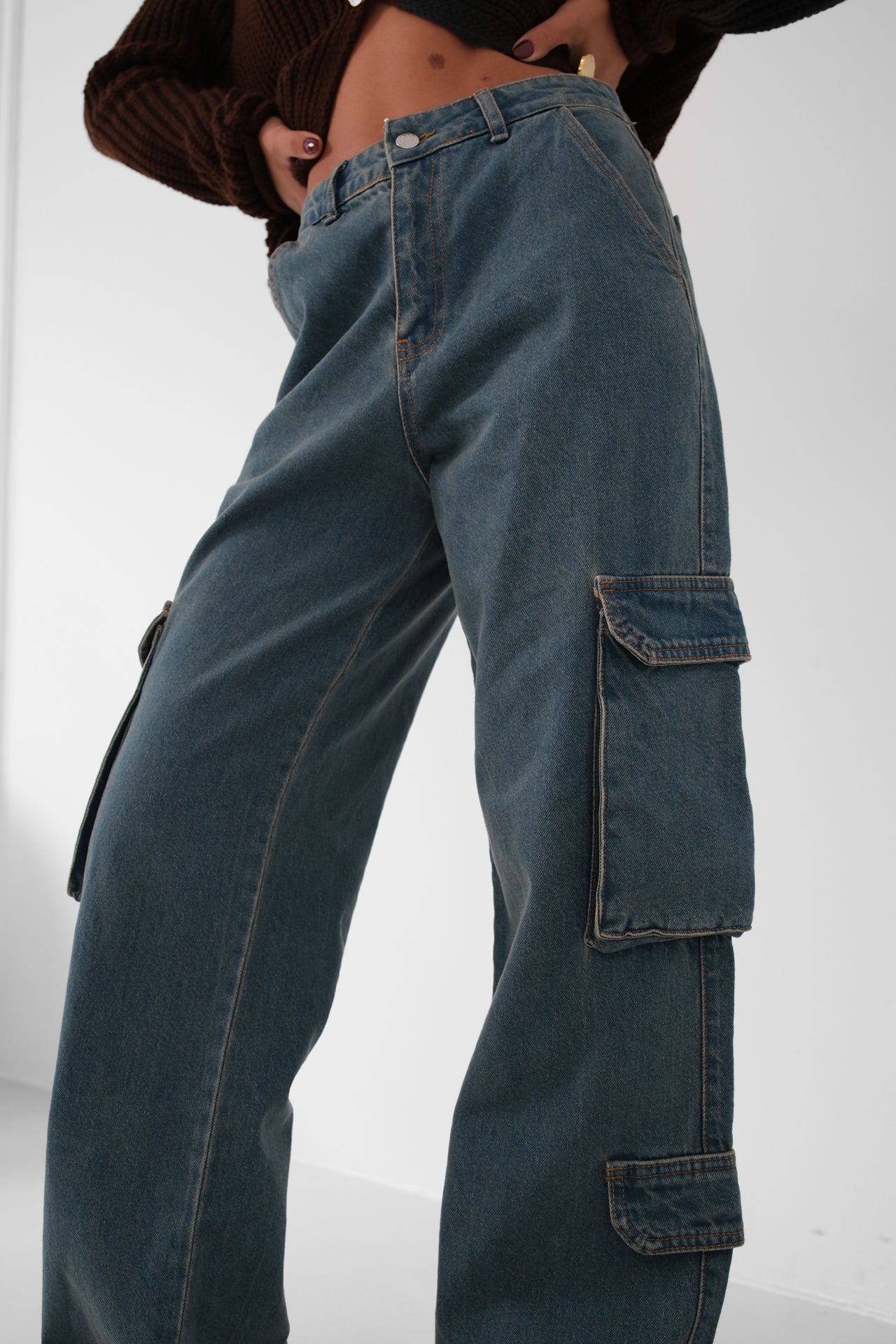Cargo Pocket Jeans - Blue