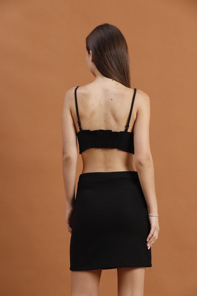 Pocket Detail Black Mini Skirt