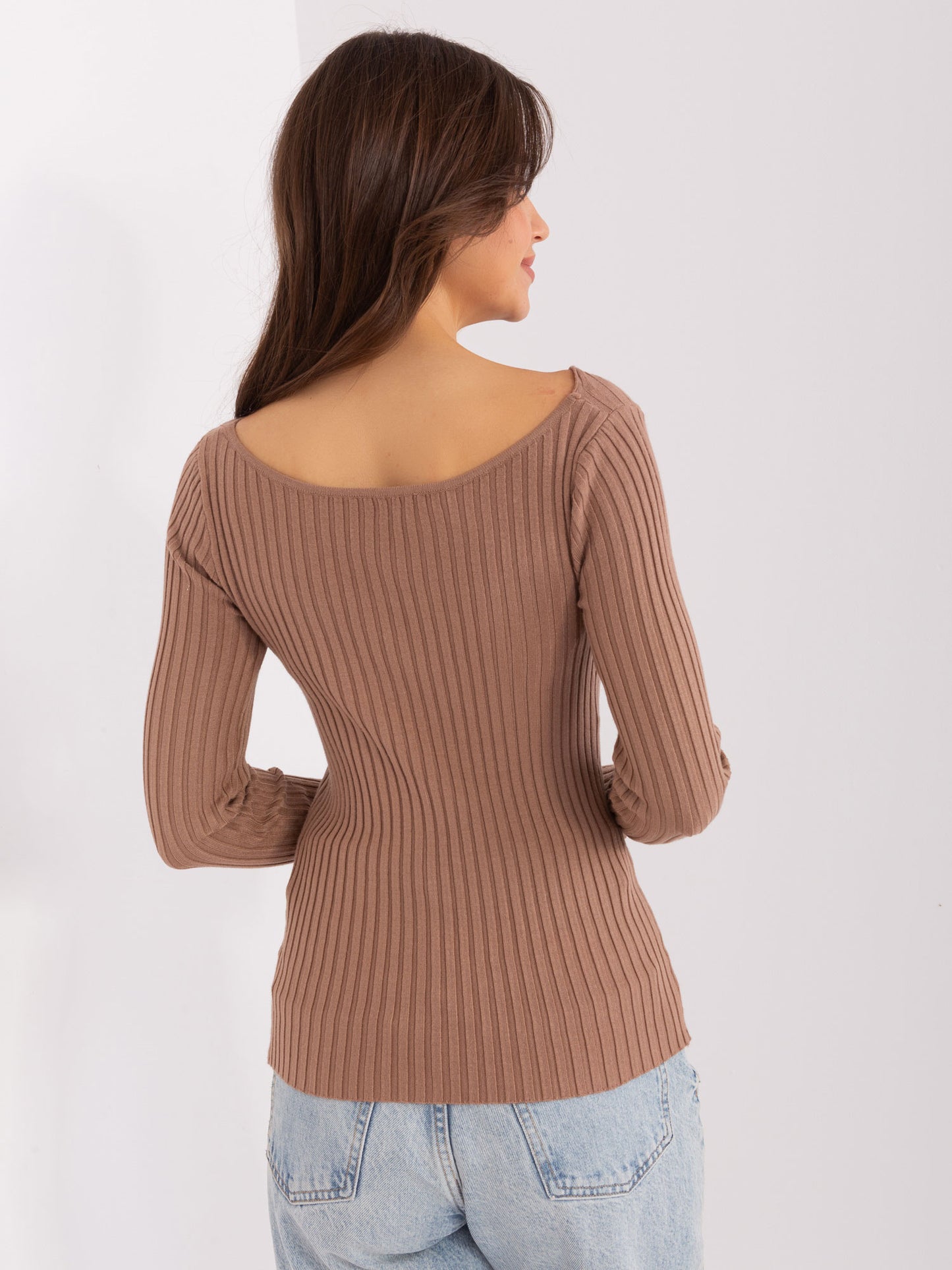 Light Brown Boat Neck Top