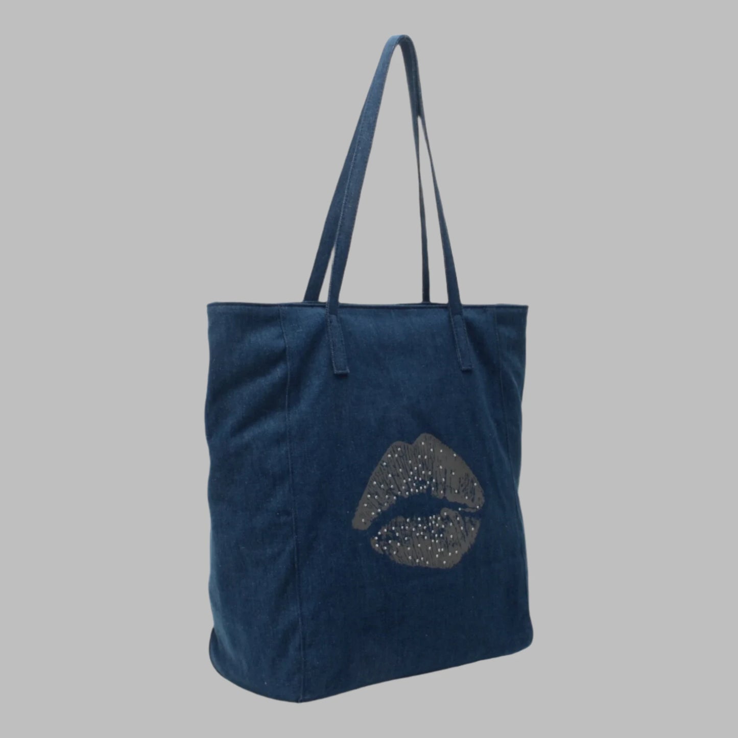 Blue Tote Bag With Beaded Detail