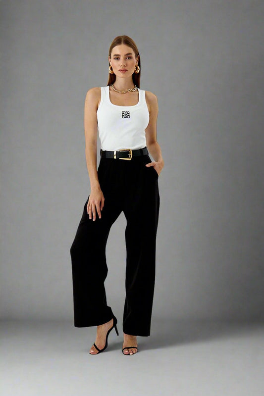 Pleaded Palazzo Trousers