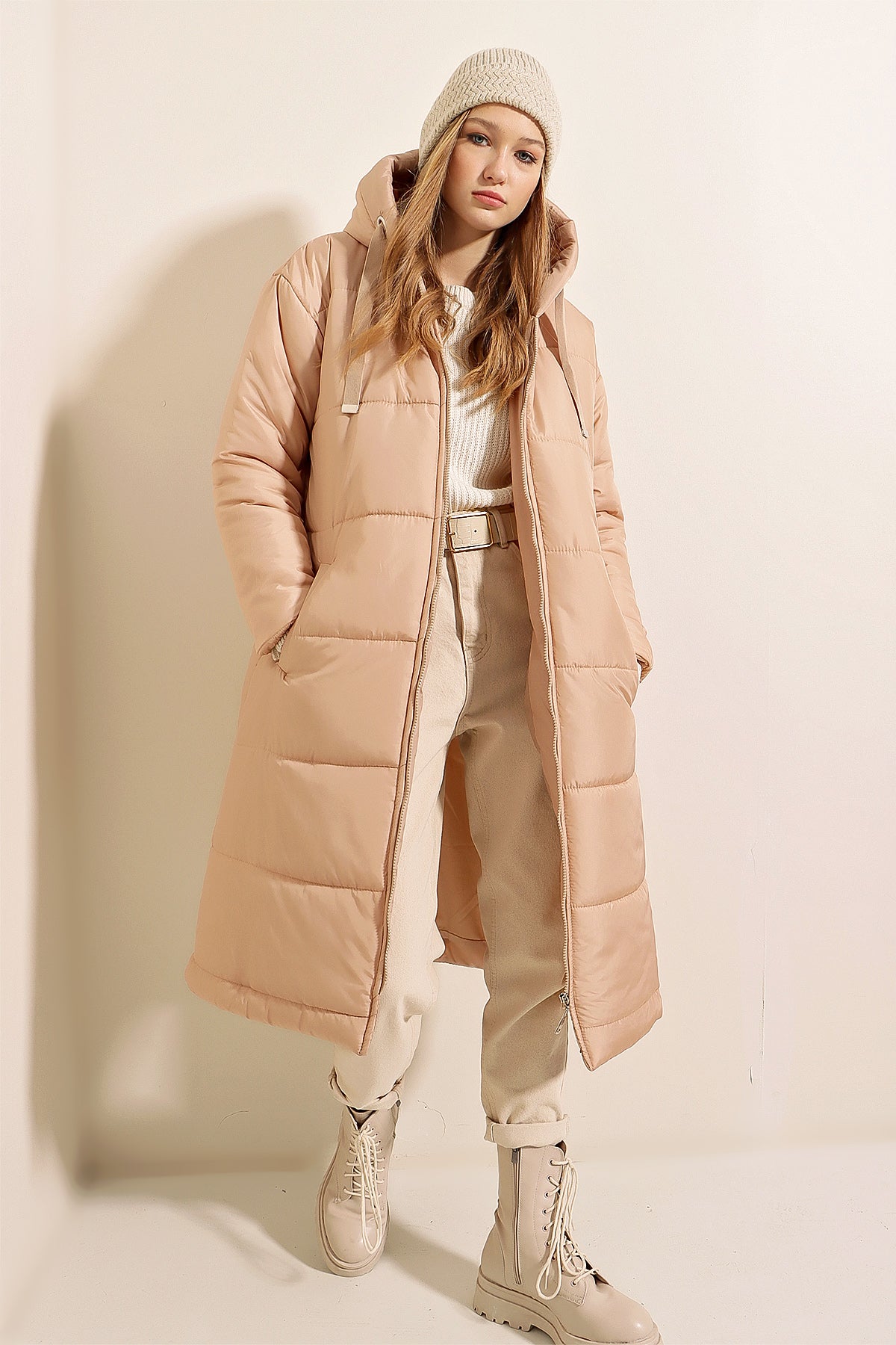 Long Hooded Puffer Jacket