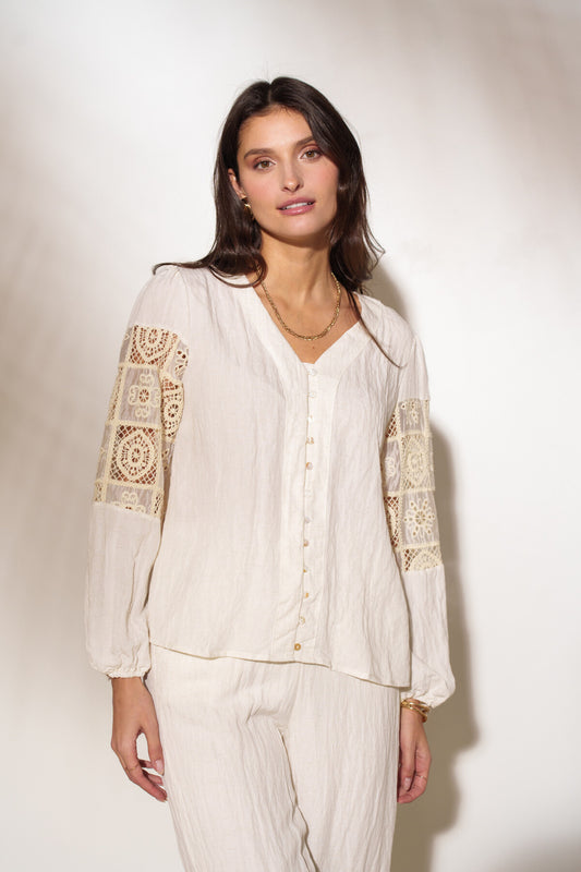 CROCHET DETAIL SHIRT