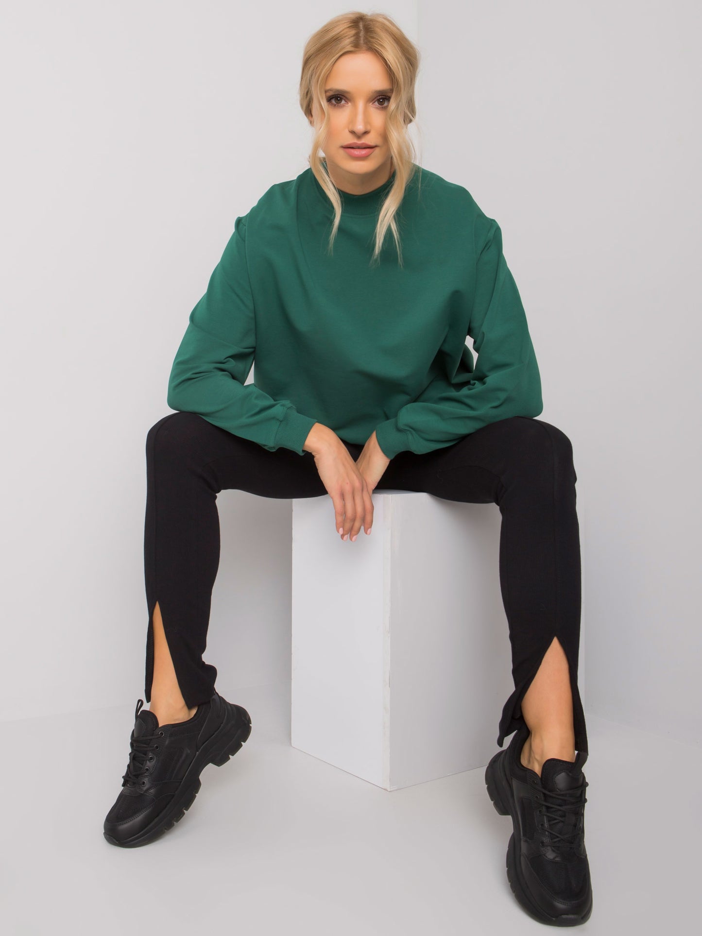 Dark  Green Crew Neck Sweatshirt