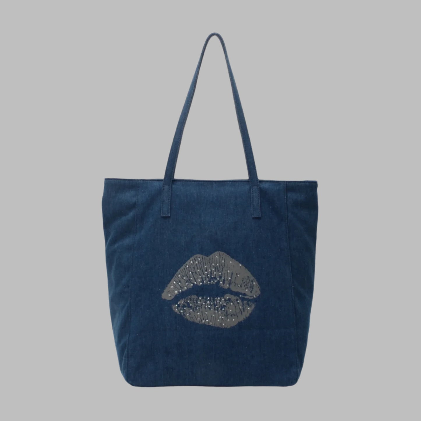 Blue Tote Bag With Beaded Detail