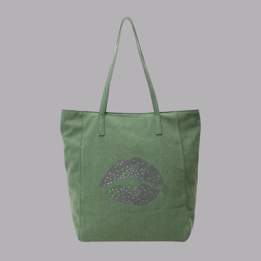 Green Tote Beaded Detail Bag